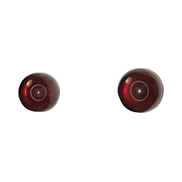 Vintage Amethyst Stud Earrings Deep Dark Purple Round Classic 80s - Picture 1 of 4